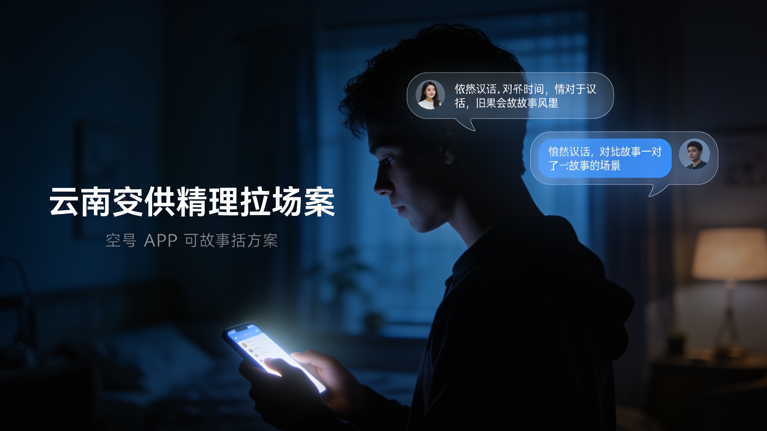 Person lit by a phone screen in a dark room